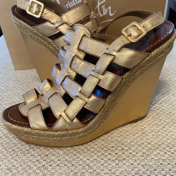 Christian Louboutin Barcelona 120 Rose Gold Wedges - Picture 3 of 10